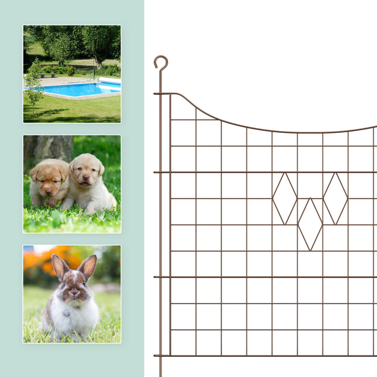 5xTEICHZAUN - Braun, Metall (365/66cm) - Relaxdays