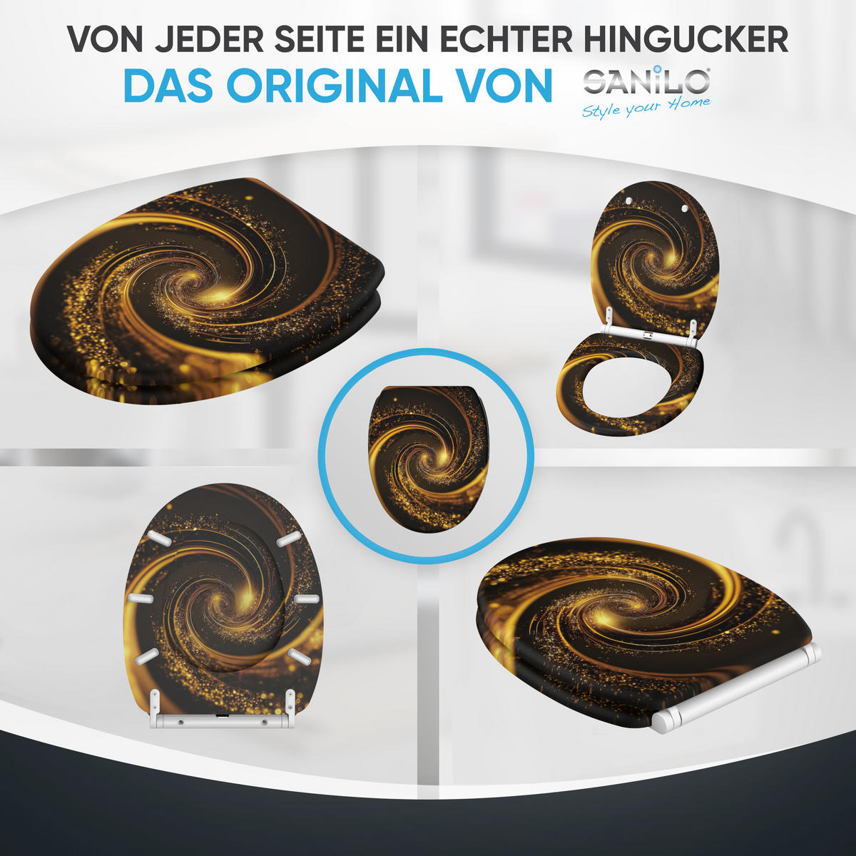 WC-SITZ mit Absenkautomatik & Top Fix Vortex - Braun, Holzwerkstoff (37.7/5.5/48cm) - Sanilo