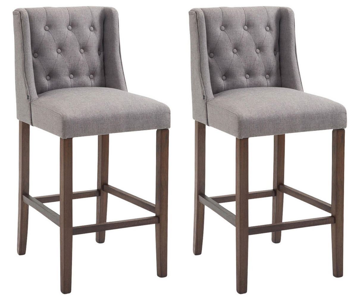 BARHOCKER 2er Set Stoff hellgrau - Hellgrau, Holz/Textil (56/111/51cm) - CLP
