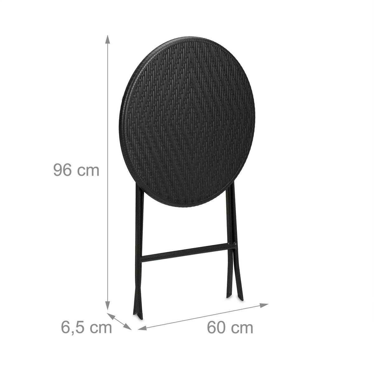 GARTENTISCH - Schwarz, Kunststoff/Metall (60/60/75cm) - Relaxdays