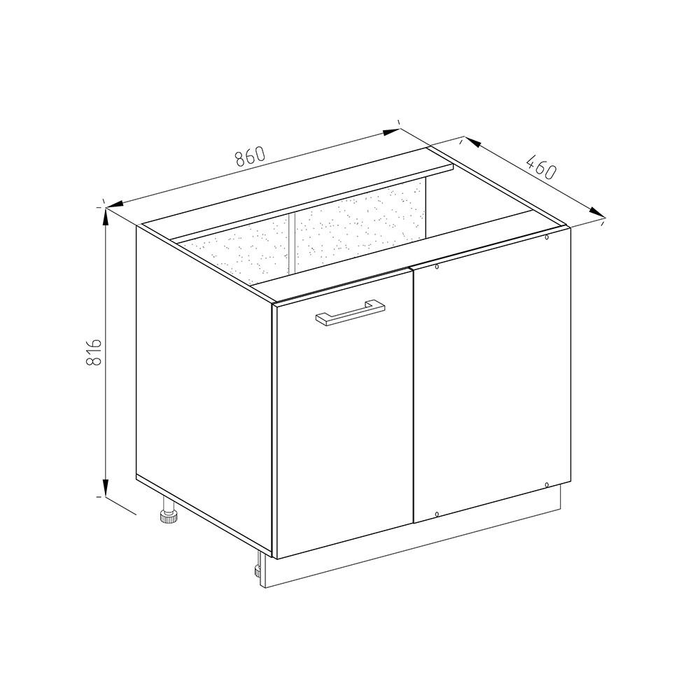 ECKUNTERSCHRANK R-Line Anthrazit Landhaus 86 cm, AP Anthrazit - Dunkelgrau/Anthrazit, Holzwerkstoff (86/81.6/60cm) - Vicco