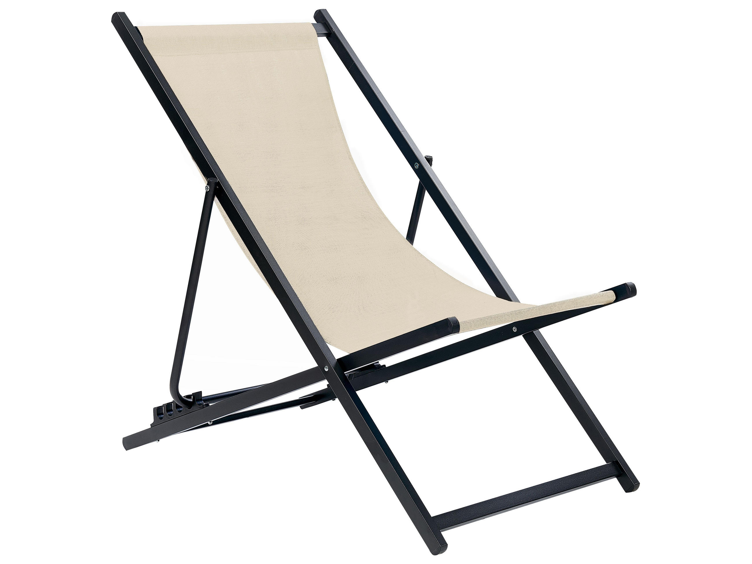 GARTENLIEGE schwarz/beige Locri II - Beige/Schwarz, Metall (60/79/95cm) - Beliani