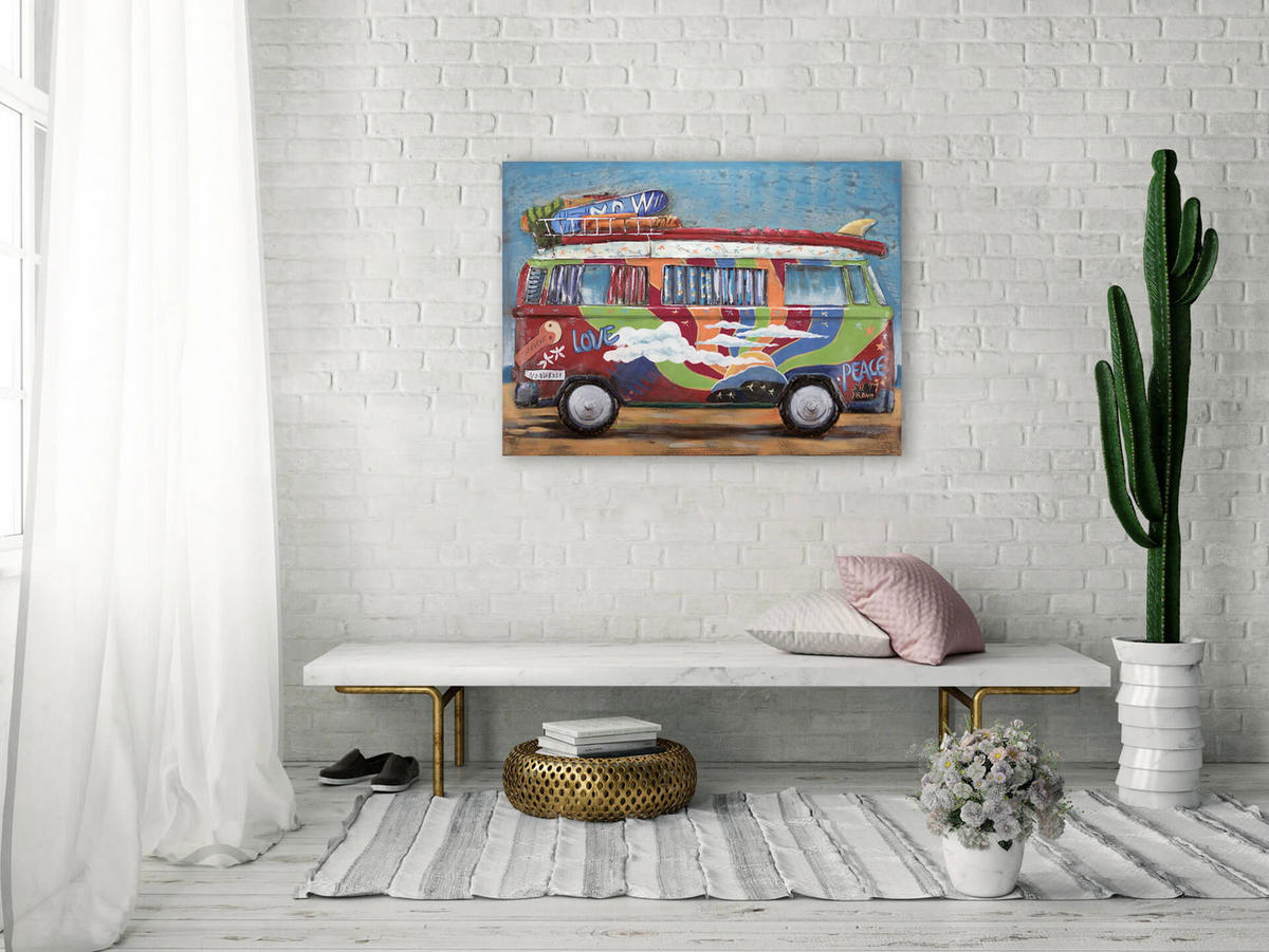 METALLBILD Bunt 100/75 cm - Multicolor, Metall (6.2/75cm) - KUNSTLOFT