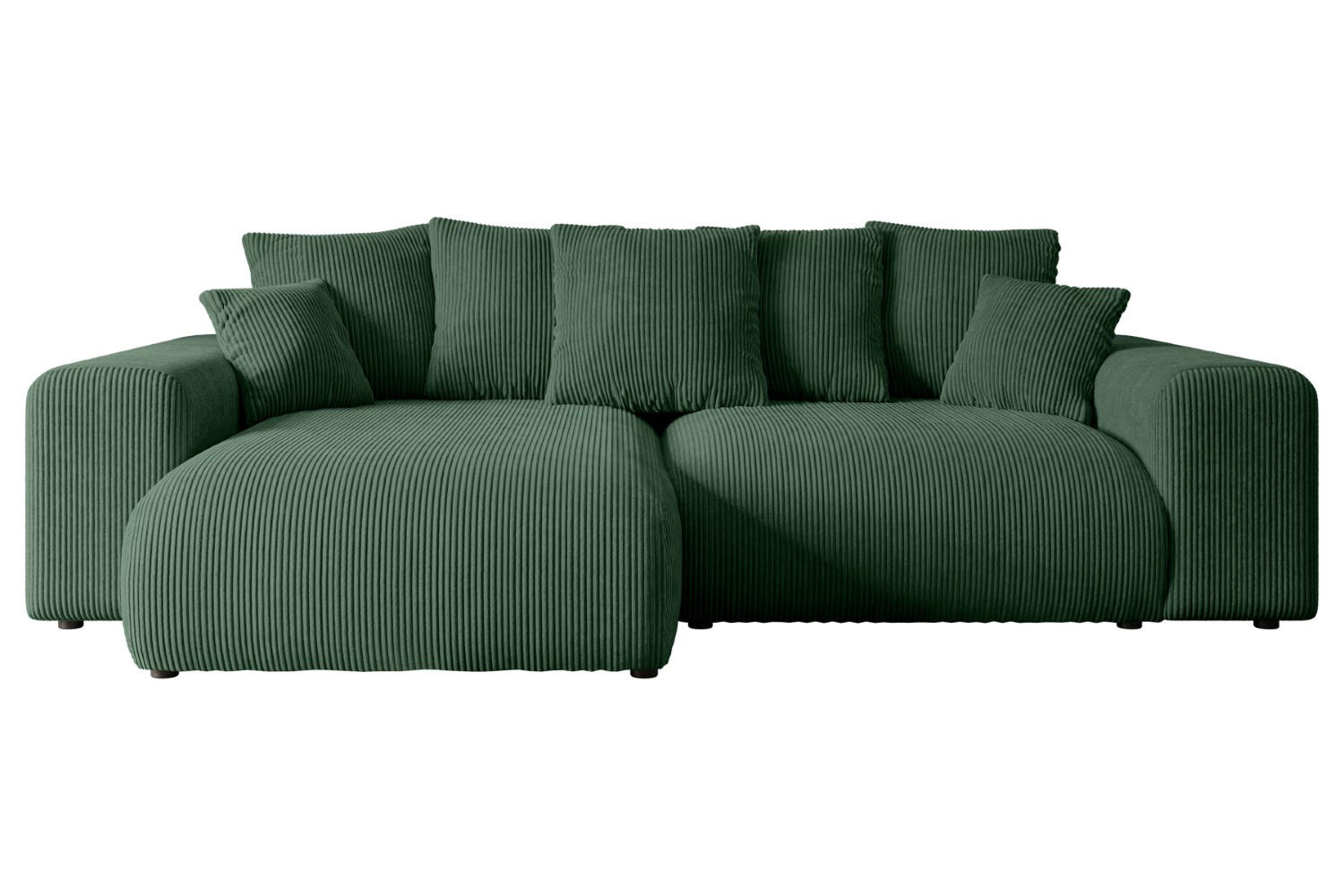 ECKSOFA mit Schlaffunktion und Bettkasten ESKAR-L 256x165x84cm Grün Cord - Schwarz/Grün, Holzwerkstoff/Kunststoff (256/165cm) - ALTDECOR