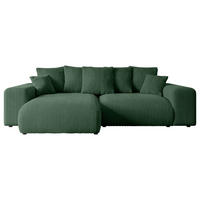 ECKSOFA mit Schlaffunktion und Bettkasten ESKAR-L 256x165x84cm Grün Cord - Schwarz/Grün, Holzwerkstoff/Kunststoff (256/165cm) - ALTDECOR