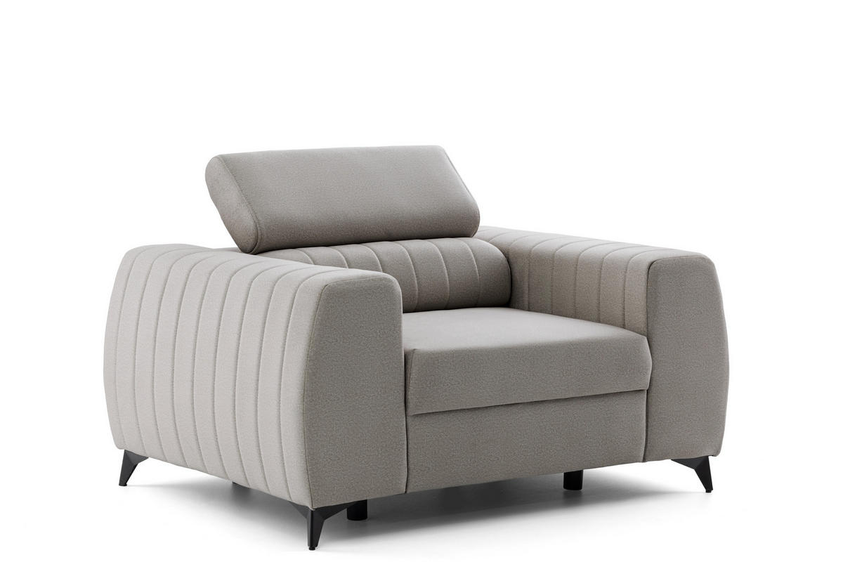 SESSEL PIERO mit verstellbare Kopfstütze Velours Beige - Beige/Schwarz, Holz/Textil (130/90/100cm) - Muffo
