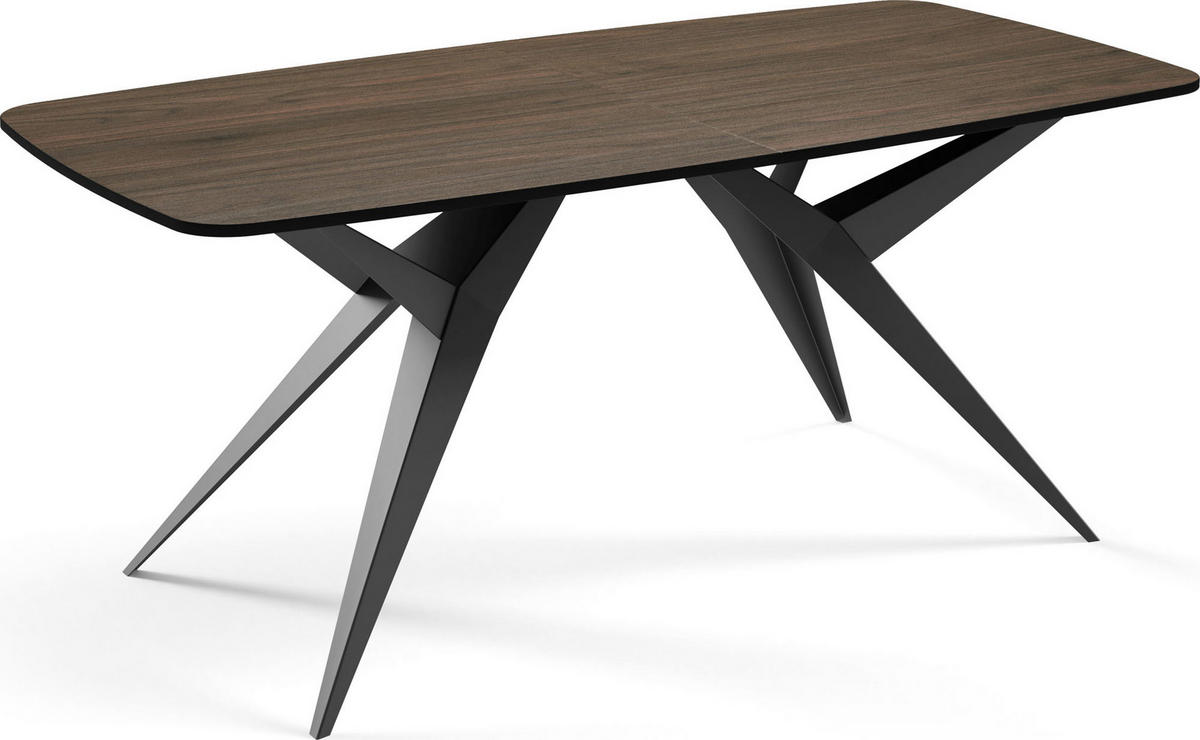 ESSTISCH Trax ausziehbar rechteckig oval, Walnuss Braun 180-260/90/76 - Walnussfarben/Schwarz, Holzwerkstoff/Metall (180/90/76cm) - WFL GROUP