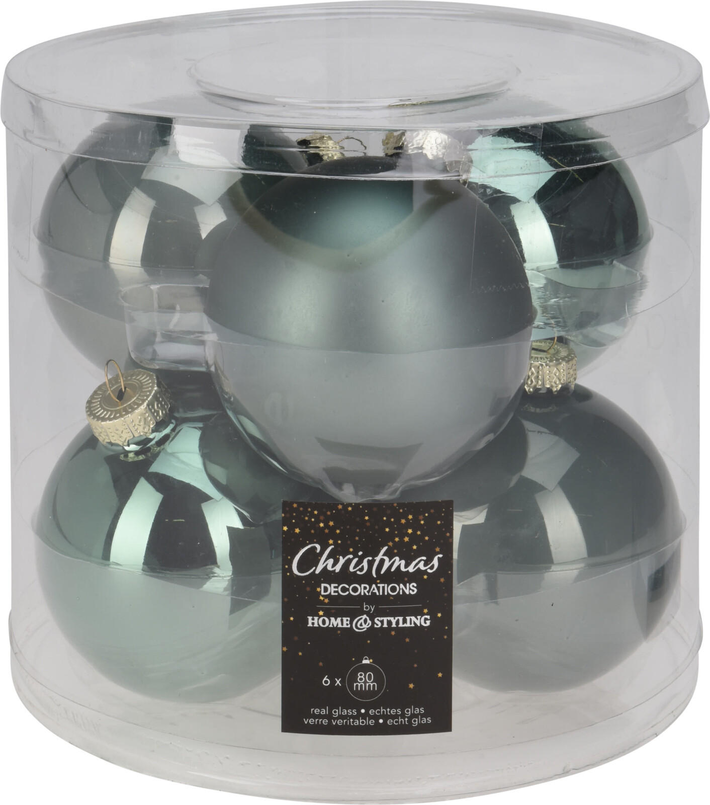 CHRISTBAUMKUGEL Basic Grün 6er Set 8/8/8 cm Glas - Grün, Glas (8/8/8cm) - Mondex