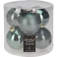 CHRISTBAUMKUGEL Basic Grün 6er Set 8/8/8 cm Glas - Grün, Glas (8/8/8cm) - Mondex