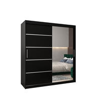 SCHWEBETÜRENSCHRANK 200/180/62 2-türig - Silberfarben/Schwarz, Holz/Kunststoff (180/200/62cm) - MÖBEL KRYSPOL
