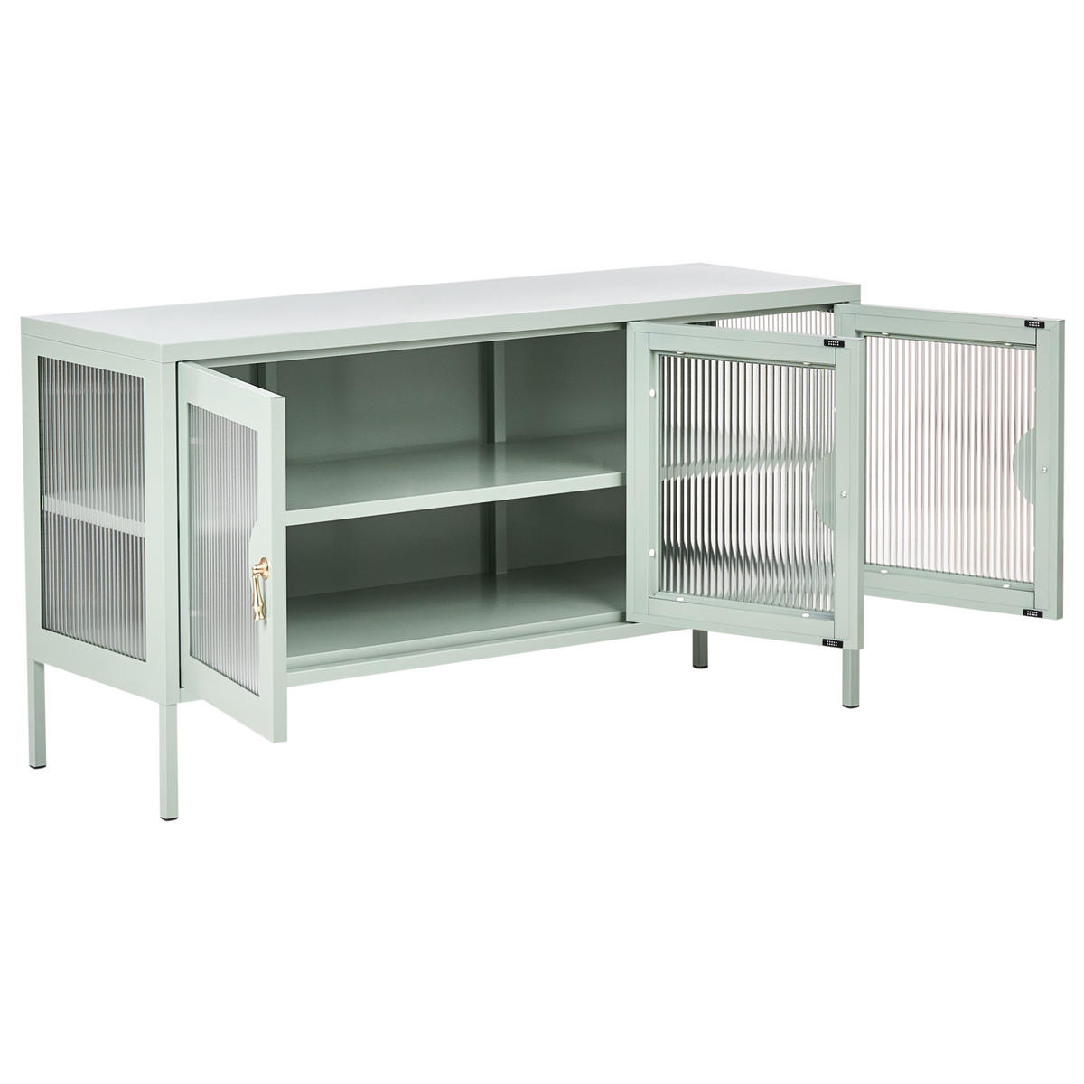 SIDEBOARD mit 3 Türen Metall Mintgrün Gleora - Mintgrün/Grün, Metall (120/65/40cm) - Beliani