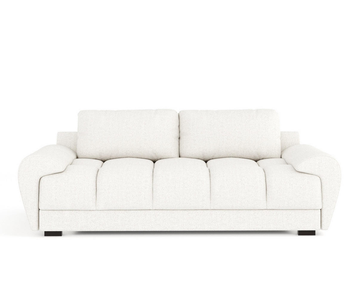 3-SITZER SOFA Peebles Creme Webstoff - Creme/Schwarz, Holz/Holzwerkstoff (244/90/101cm) - Maison de Reve