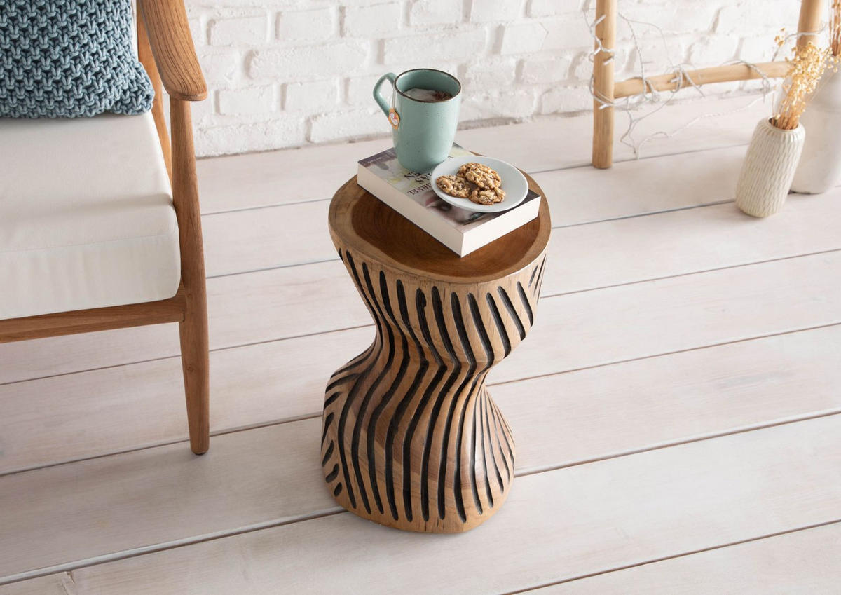 UNIKA Hocker #101 29x29x45 Teak Wurzel natur lackiert - Naturfarben, Holz (29/45/29cm) - Massivmoebel24