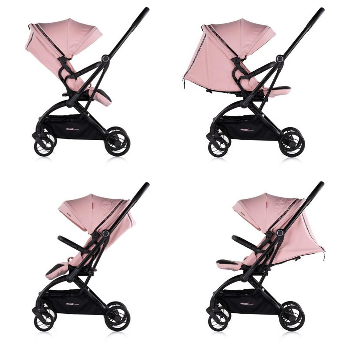 KINDERWAGEN Revolut rosa Sitz 360 Grad drehbar, verstellbar, EVA-Reifen - Rosa, Metall (57/48/109cm) - Chipolino