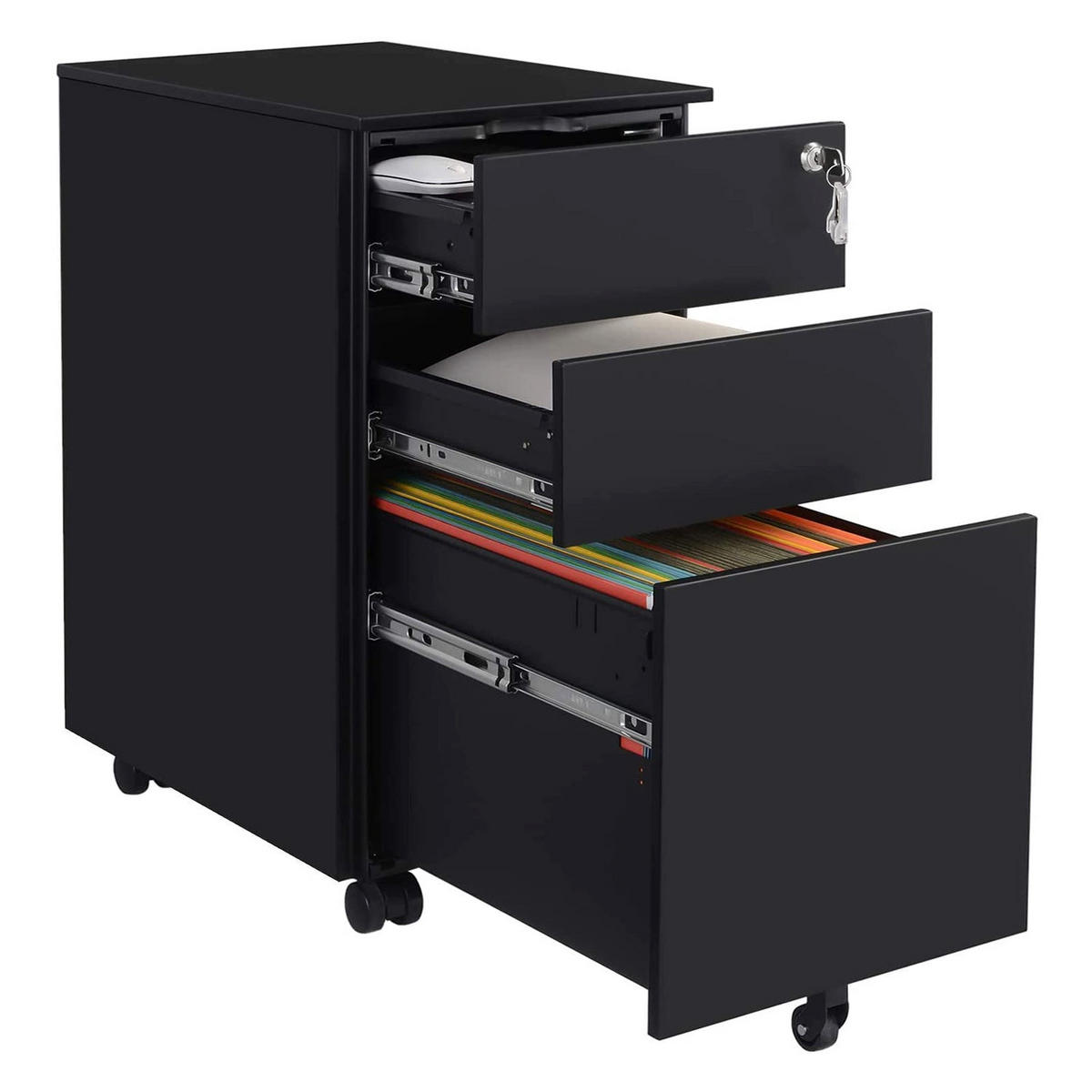 ROLLCONTAINER - Schwarz, Metall (45/60/30cm) - Hansiro