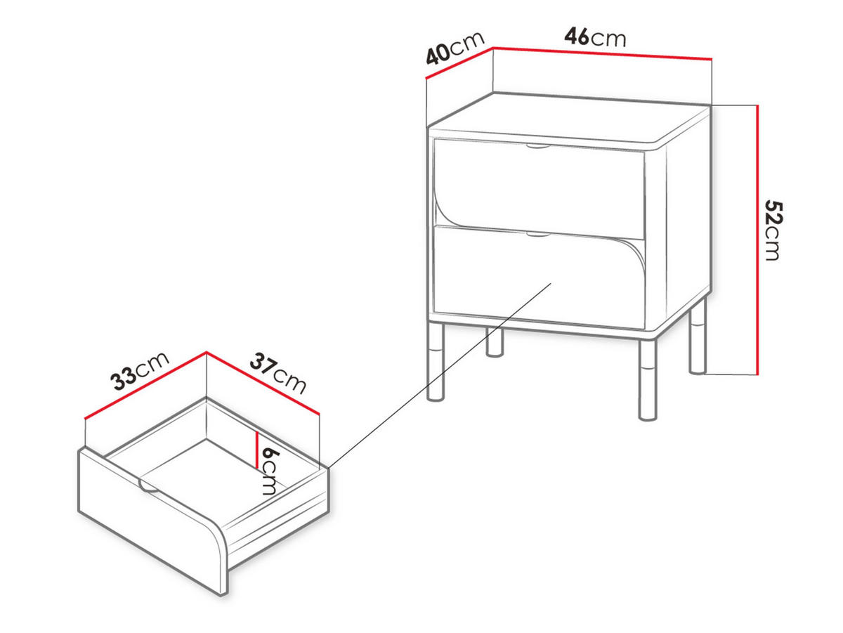 KINDER-NACHTTISCH Harmony HR07 - Kaschmir/Trüffeleichefarben, Holzwerkstoff/Kunststoff (46/52/40cm) - MIRJAN24