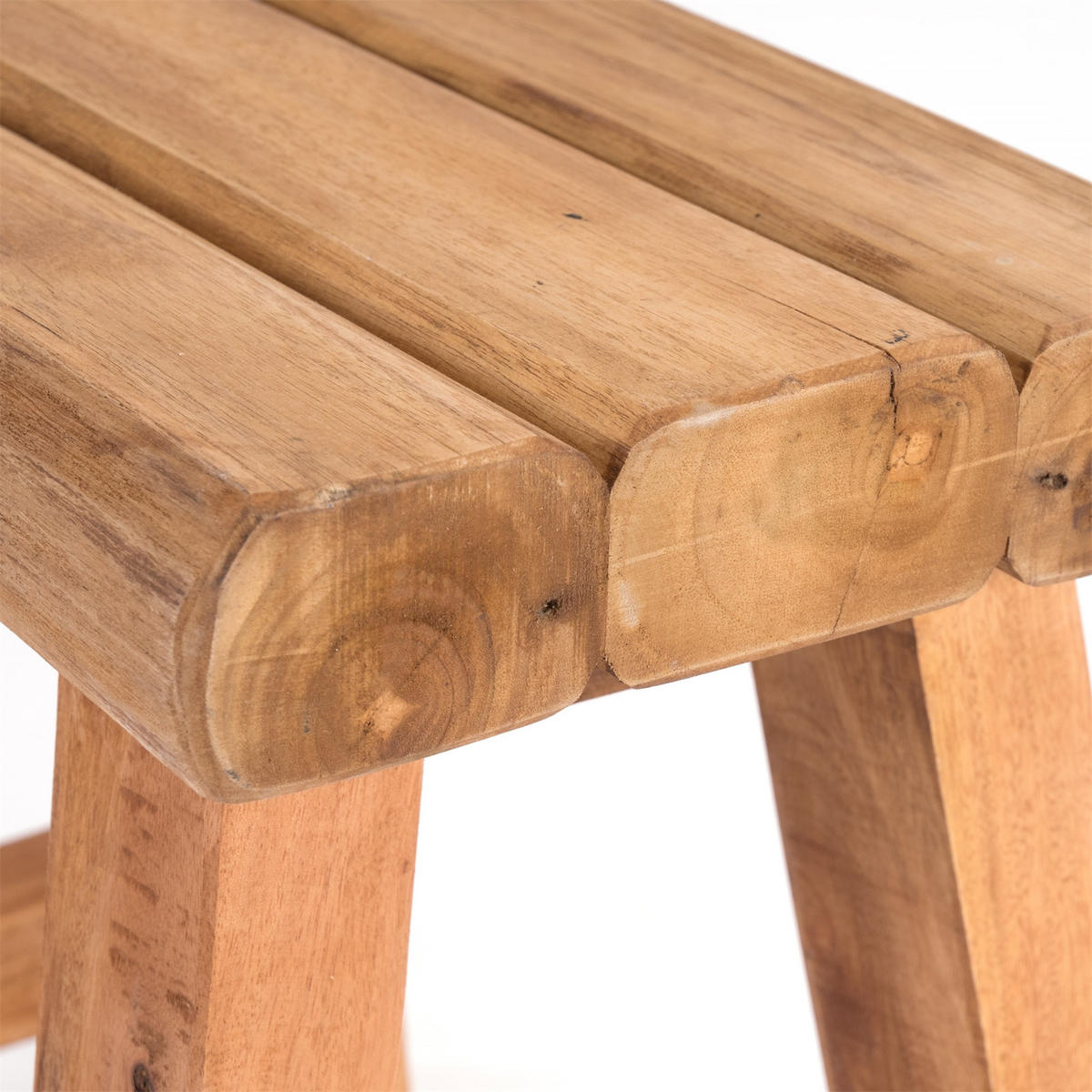 SITZHOCKER Rustic Teakholz massiv 08 honigfarben gewachst - Honig, Holz (42/41/29cm) - DESIGN DELIGHTS