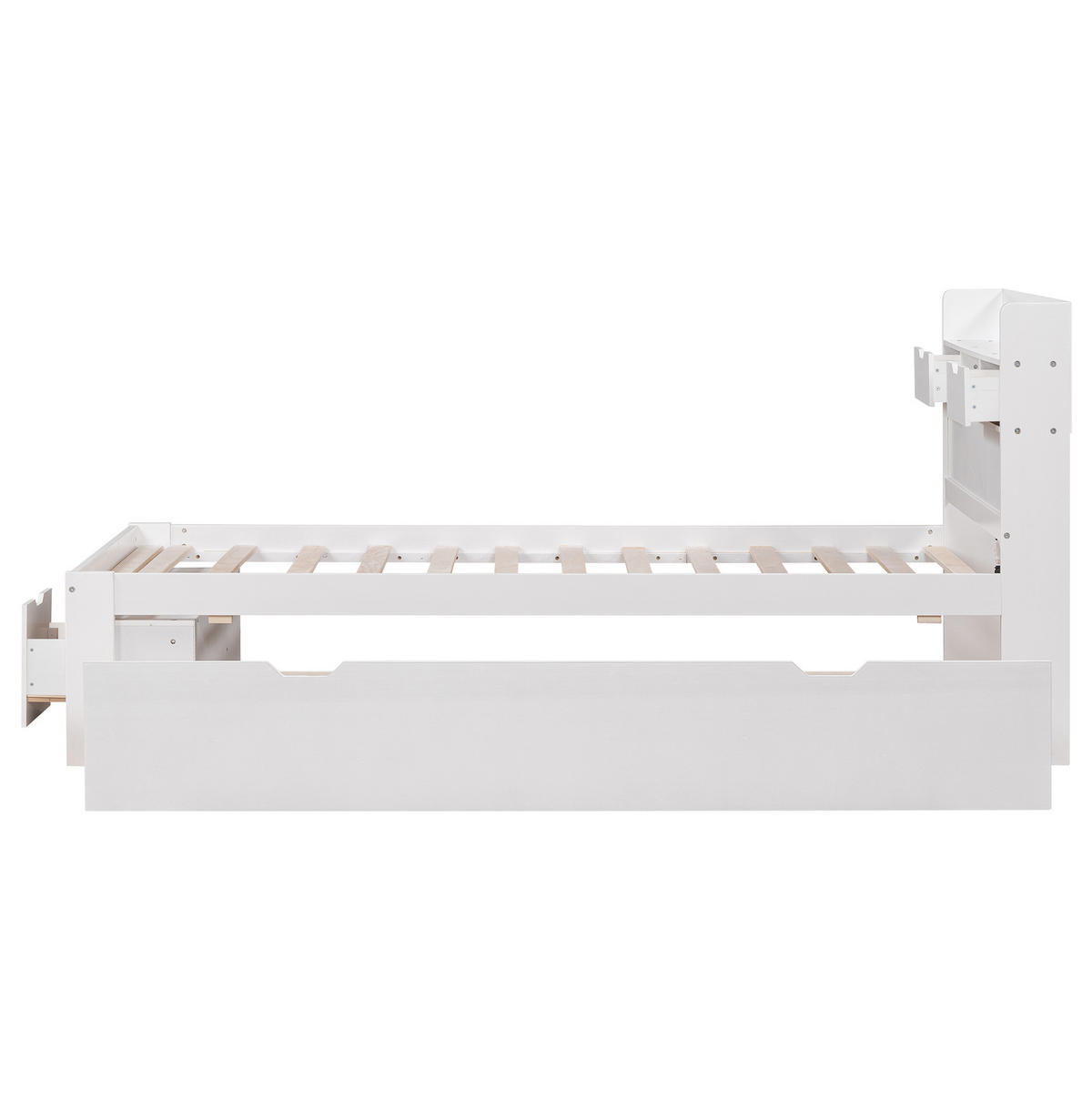 DETSKÁ posteľ 90/190 cm biela s USB, zásuvkami a úložným priestorom z MDF - biela, kompozitné drevo (90/190cm) - OKWISH