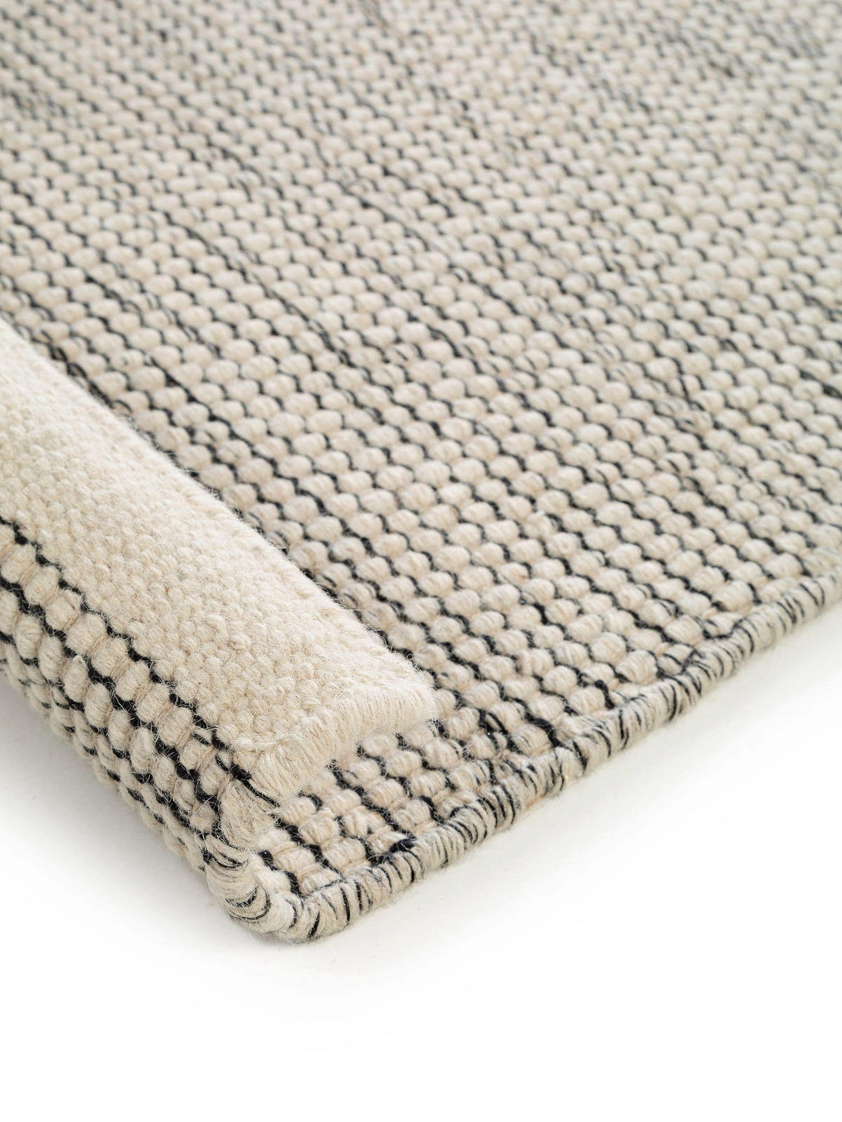WOLLTEPPICH-LÄUFER Rocco Beige/Schwarz 70x200 cm - Beige, Textil (70/200cm) - benuta Pure