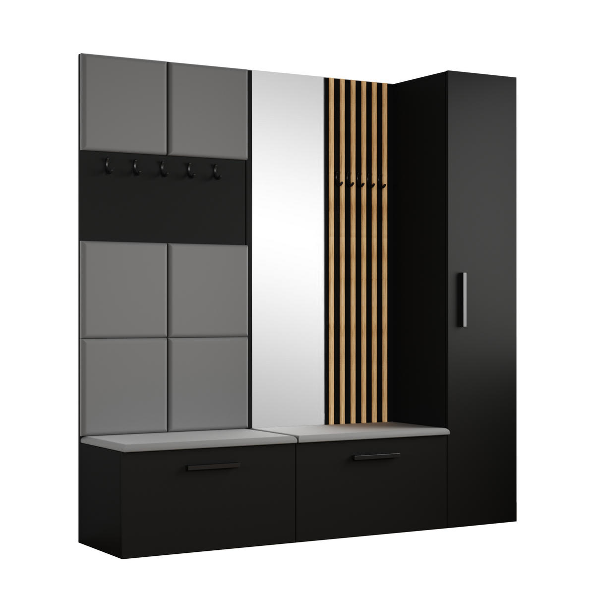 GARDEROBENSCHRANK Rosanno I Schwarz 80,6/204/40 cm – Modern, mit Kleiderhaken - Schwarz, Holzwerkstoff/Kunststoff (80.6/204/40cm) - AX Living