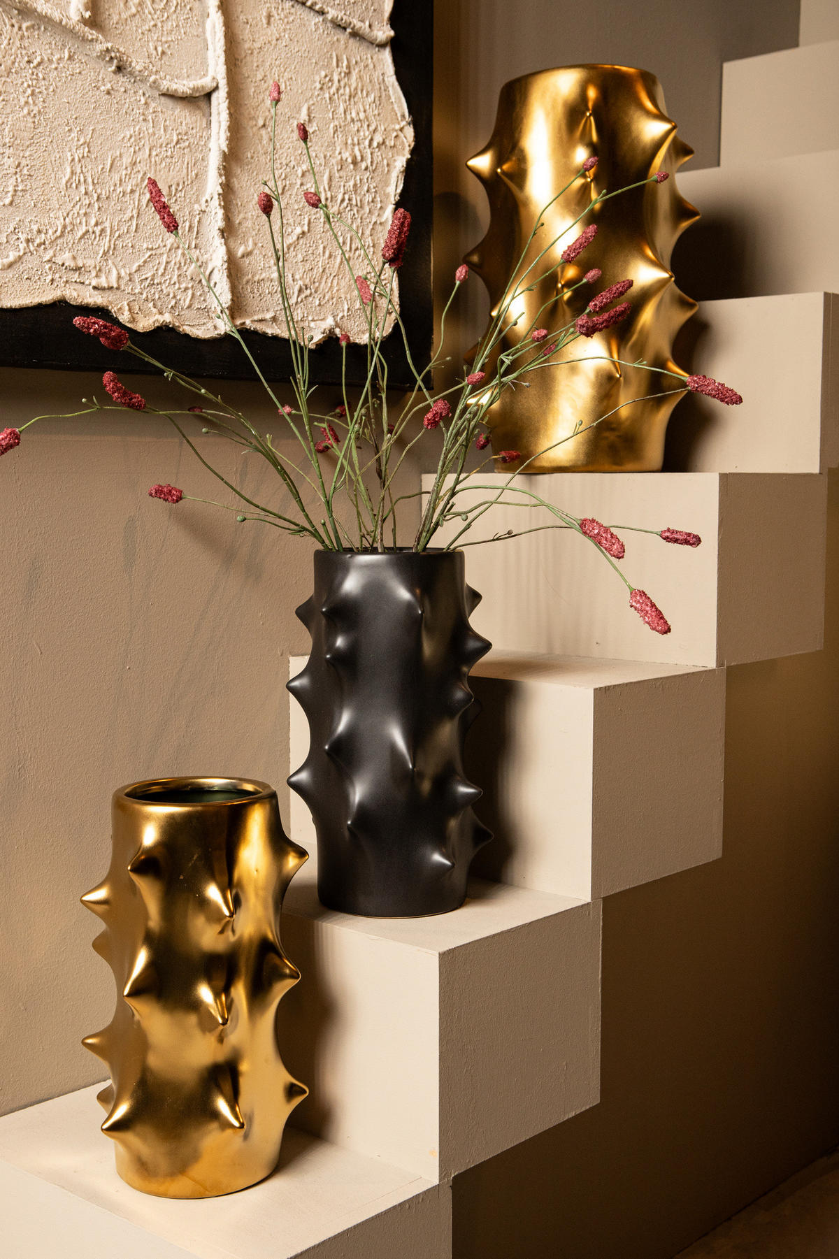 TOPF Oswaldo Gold 28/28/44.5cm - Goldfarben, Keramik (44.5cm) - PTMD Collection