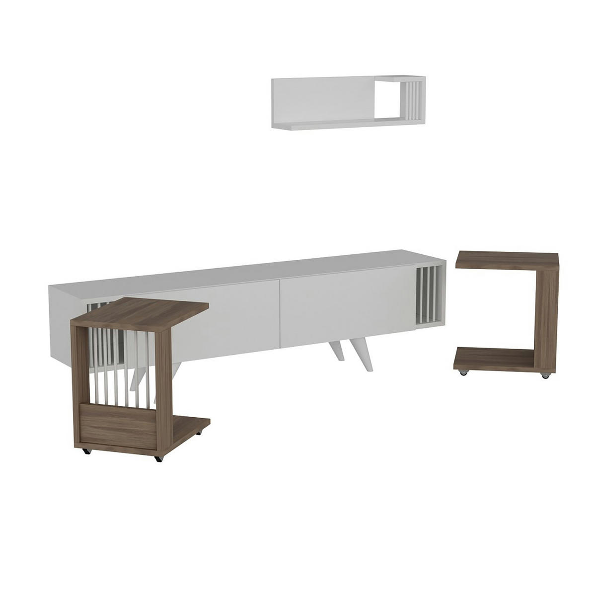 LOWBOARD Glostrup - Weiß, Holzwerkstoff/Kunststoff (60/18/15cm) - [en.casa]