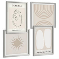 BILDER SET 4er Set - 50x50 cm & 40x60 cm Silberner Rahmen - Stilvolle minimalistische Linien - Silberfarben, Kunststoff (50/50cm) - TULUP