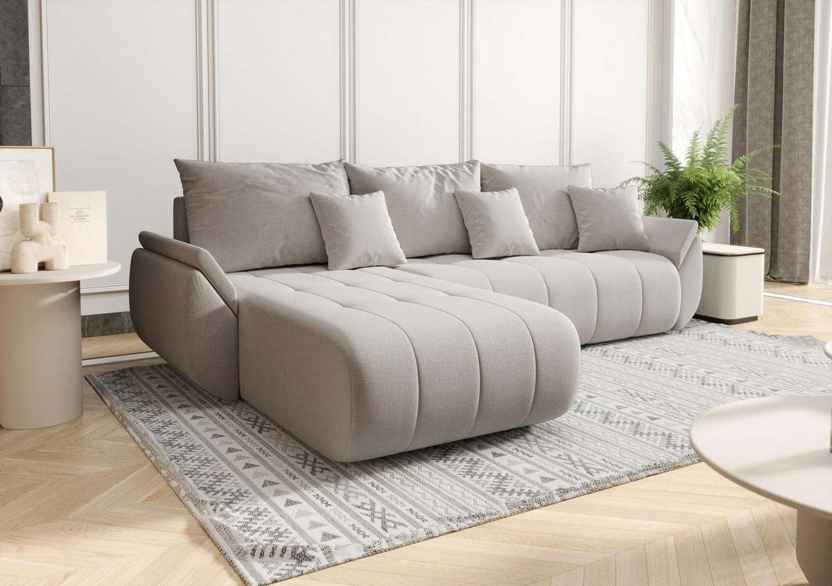 ECKSOFA mit Schlaffunktion TOKYO L Wind 05 - Beige, Textil (280/185cm) - Bedante