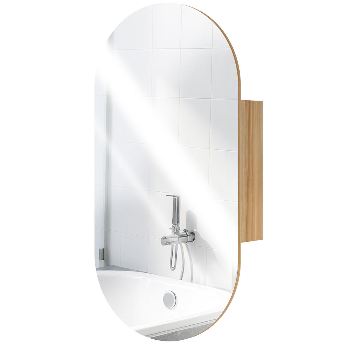 SPIEGELSCHRANK Naturfarben 45/13,5/90 cm - Naturfarben, Holzwerkstoff (45/90/13.5cm) - PANGIVO