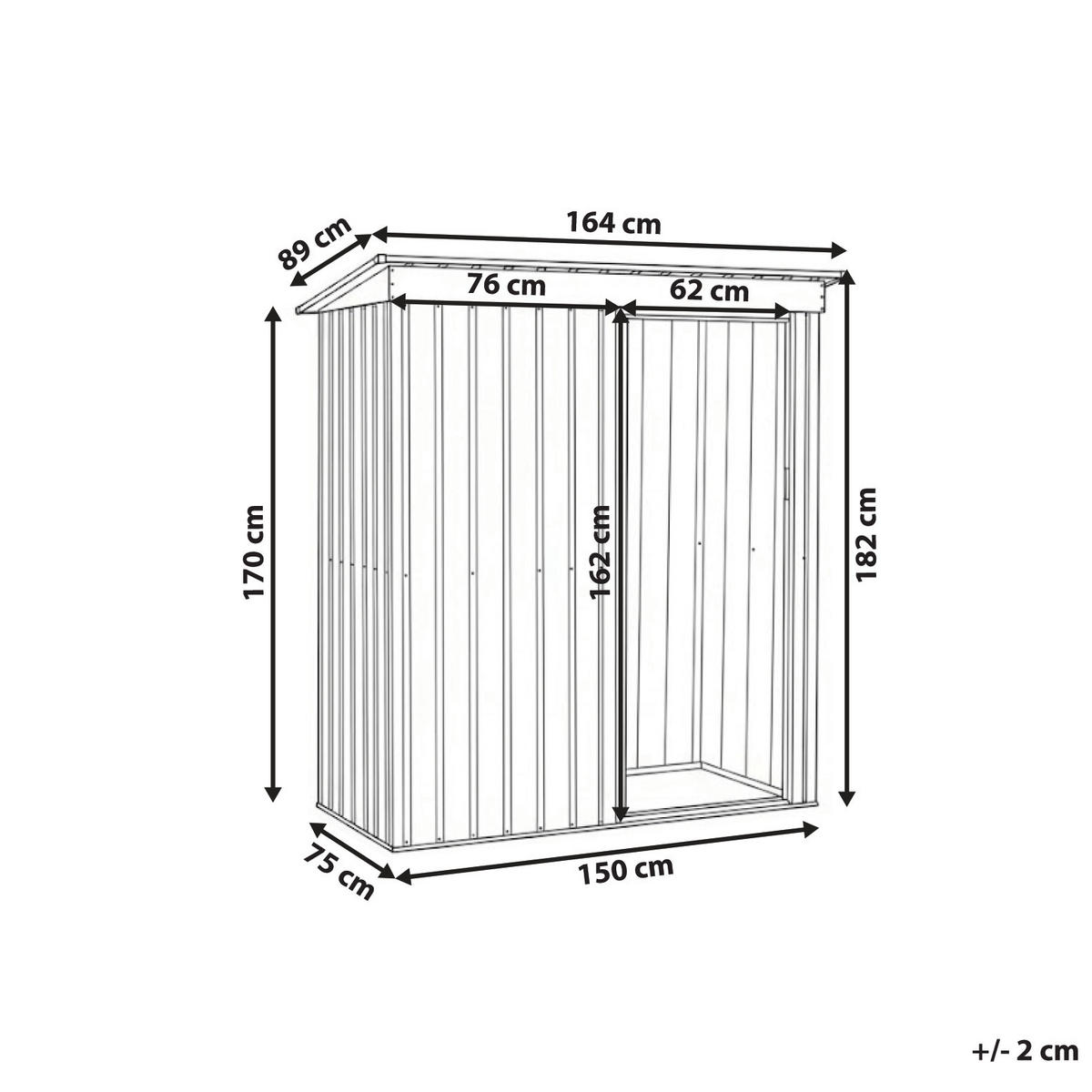 CASĂ PENTRU UNELTE 150 cm 89 cm gri grafit Aisone - alb/grafit, metal (150/182/89cm) - Beliani