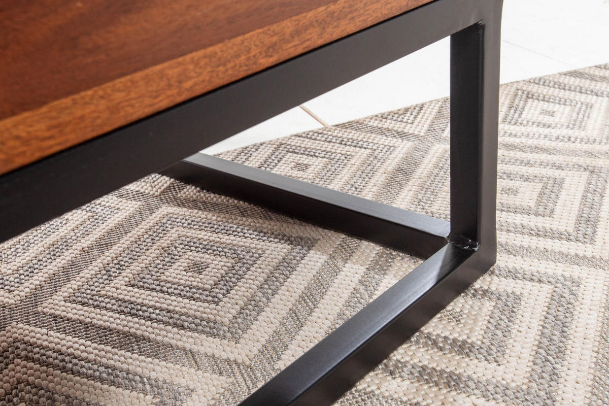 COUCHTISCH MAKASSAR FUNCTION Sheesham Natur 110 cm - Schwarz/Braun, Holz/Metall (50/110/40cm) - riess-ambiente