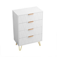 KOMMODE mit 4 Schubladen - Rautenmuster-Design und goldene Metallbeine - für Wohnzimmer und Schlafzimmer - Weiß - Weiß, Holzwerkstoff (60/90/34cm) - DELFA