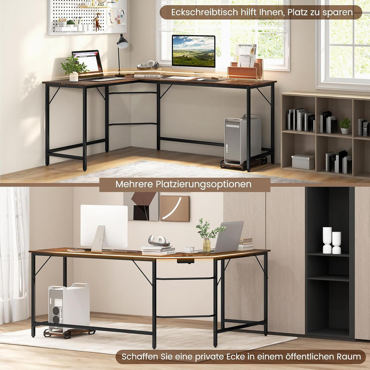 DATORBORD Brunt - Brun, Träbaserade material (50/168/74.5cm) - COSTWAY