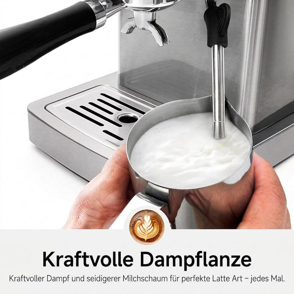 KAFFEEMASCHINE Multi-Kapsel 20 Bar, Espressoautomat Heiß- & Kalt-Modus - Silberfarben, Metall (22.9/32/25.9cm) - BEXEVUE