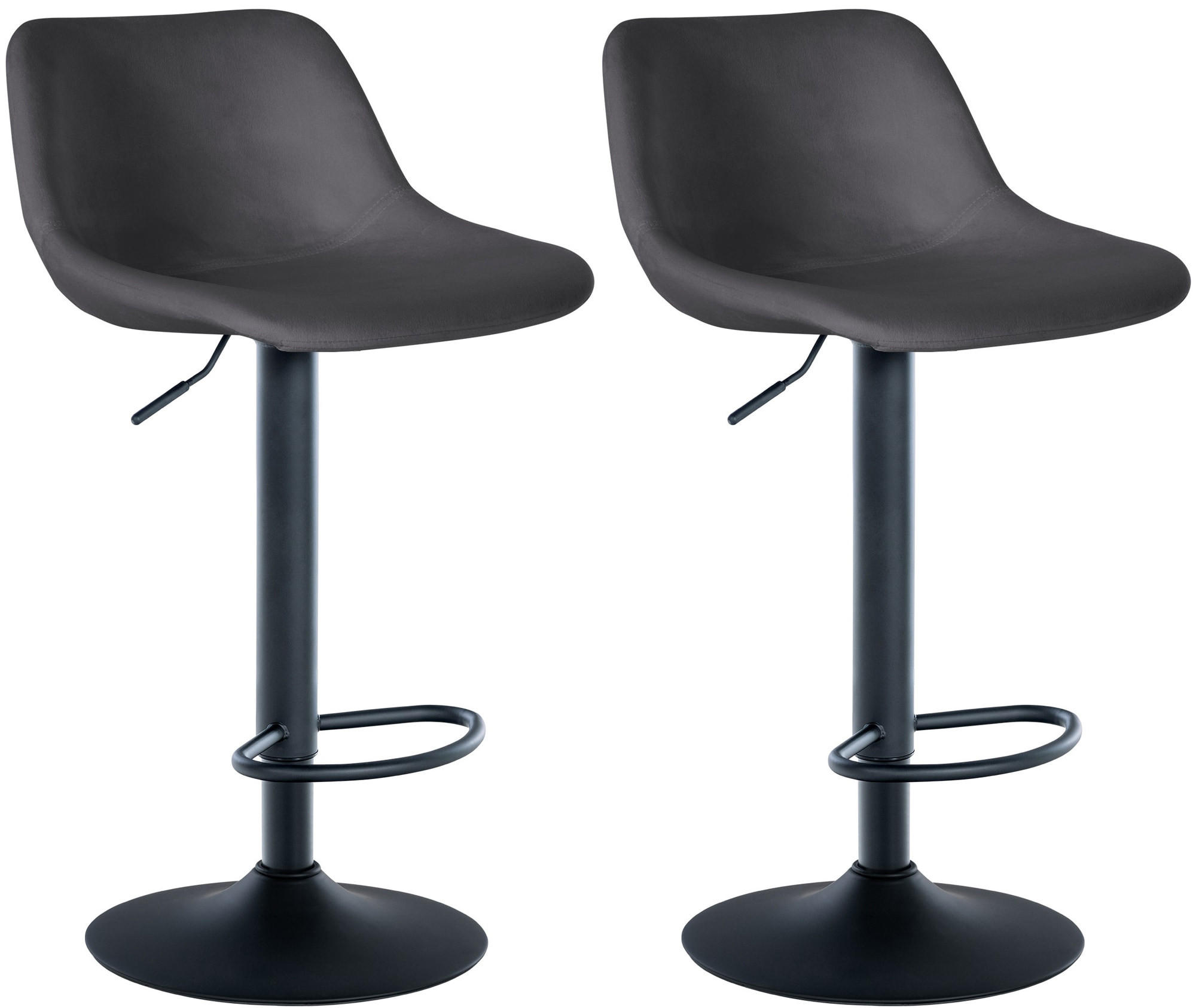 BARHOCKER 2er Set Samt dunkelgrau - Dunkelgrau/Schwarz, Textil/Metall (43/79/49cm) - CLP