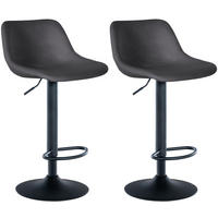 BARHOCKER 2er Set Samt dunkelgrau - Dunkelgrau/Schwarz, Textil/Metall (43/79/49cm) - CLP