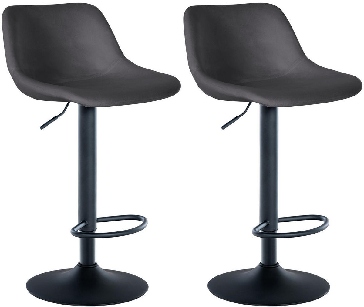BARHOCKER 2er Set Samt dunkelgrau - Dunkelgrau/Schwarz, Textil/Metall (43/79/49cm) - CLP