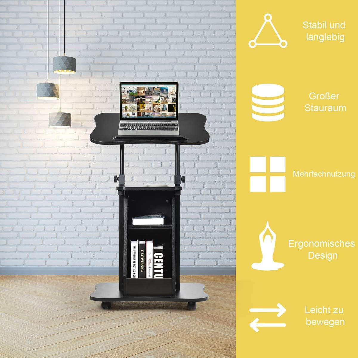 DATORBORD Svart - Svart, Träbaserade material (40/55/110cm) - COSTWAY