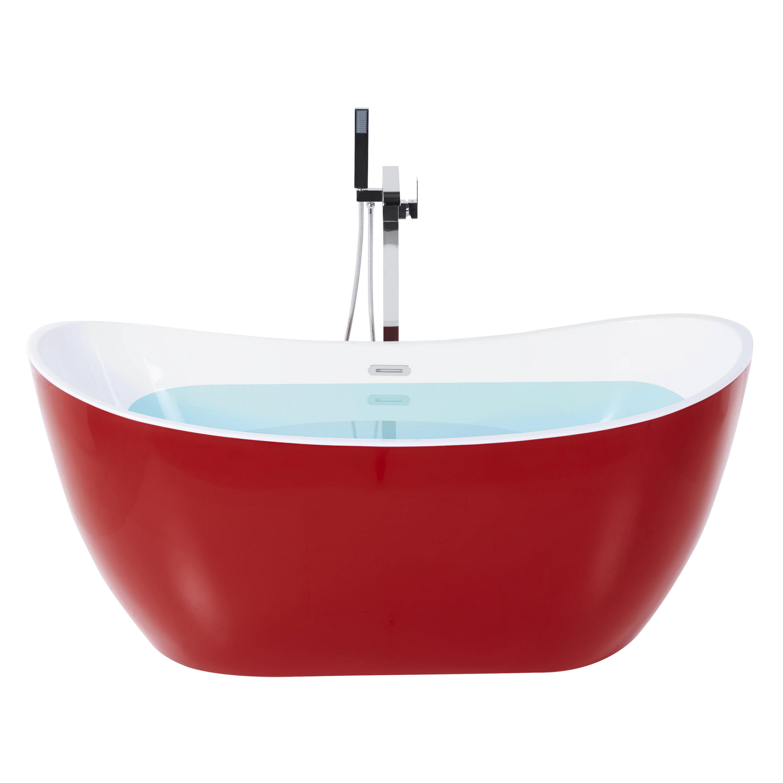 BADEWANNE FREISTEHEND 75x150x72 cm rot Antigua - Rot, Kunststoff (75/72/150cm) - Beliani