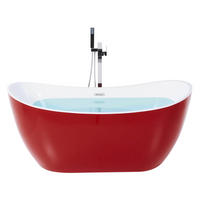 BADEWANNE FREISTEHEND 75x150x72 cm rot Antigua - Rot, Kunststoff (75/72/150cm) - Beliani