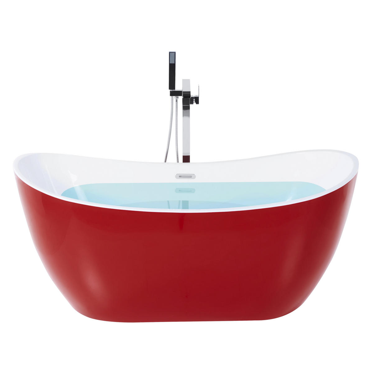 BADEWANNE FREISTEHEND 75x150x72 cm rot Antigua - Rot, Kunststoff (75/72/150cm) - Beliani