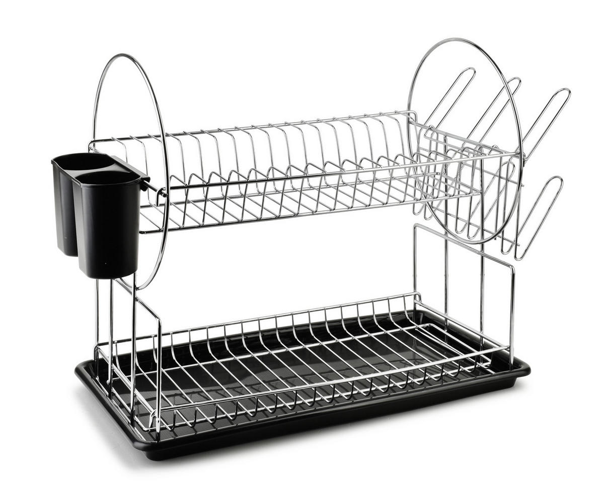 GESCHIRRABTROPFKORB Basic Schwarz 51/23/36 cm Metall - Schwarz, Metall (23/36/51cm) - Mondex