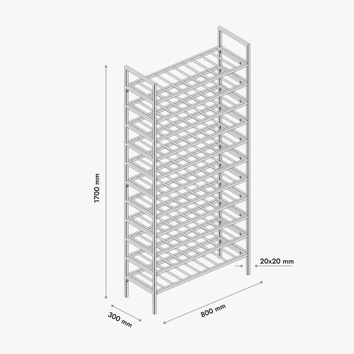 WEINREGAL für 110 Flaschen aus Metall, schwarz - Schwarz, Metall (80/170/30cm) - Metalo Pro