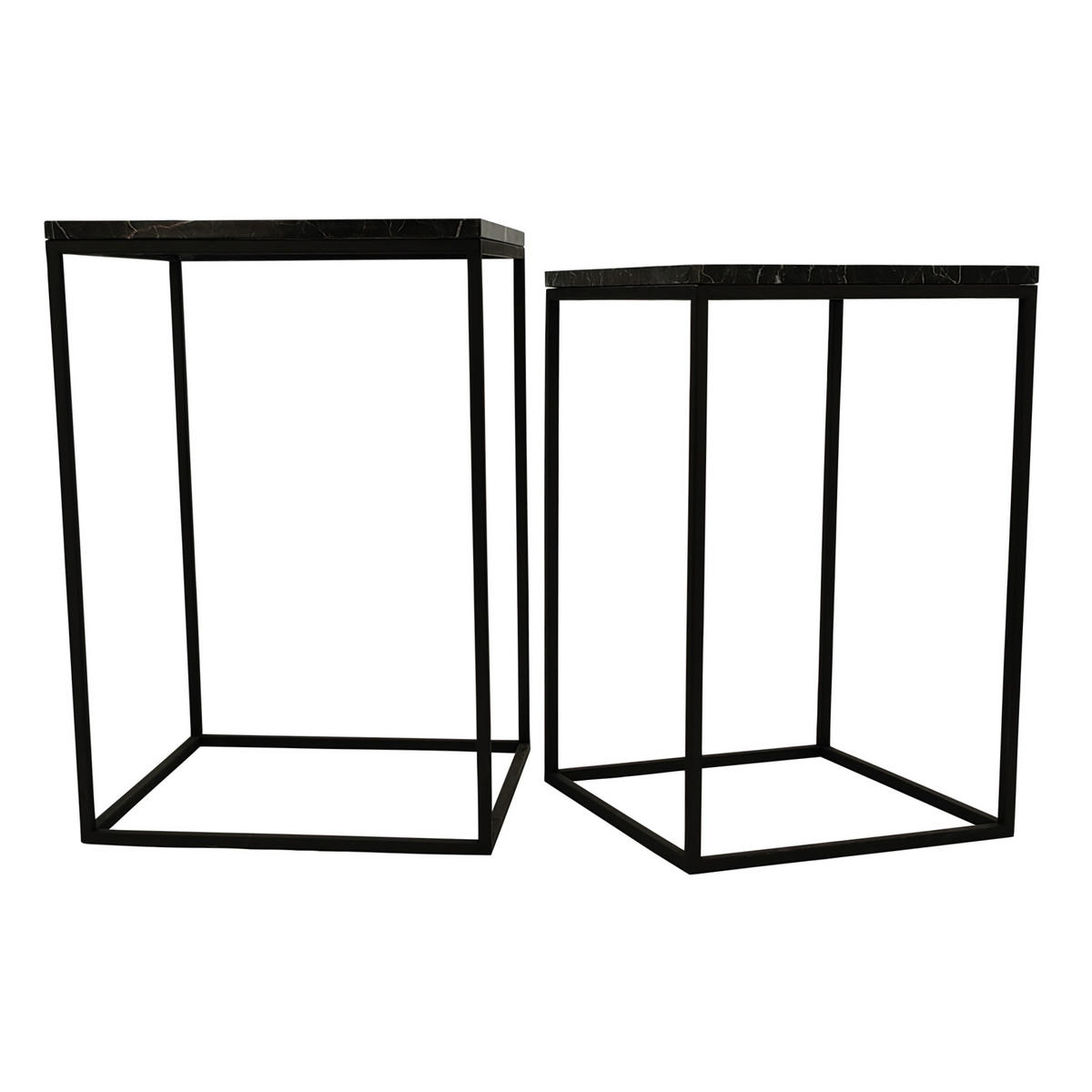 BEISTELLTISCH Volos Braun 41/41/61cm 2er-Set - Braun, Stein (41/41/61cm) - PTMD Collection