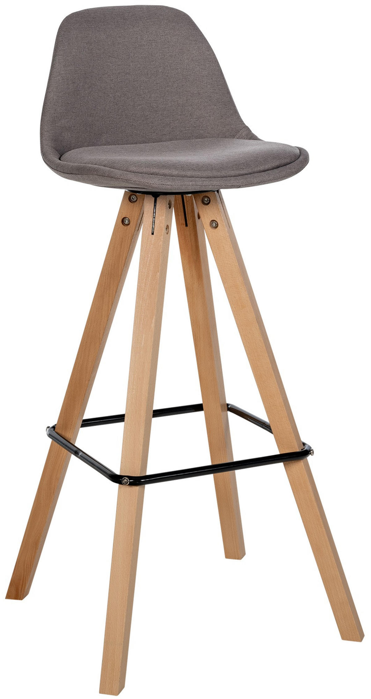 BARHOCKER Stoff Taupe - Taupe/Eukalyptusholzfarben, Holz/Textil (38/99/44cm) - CLP