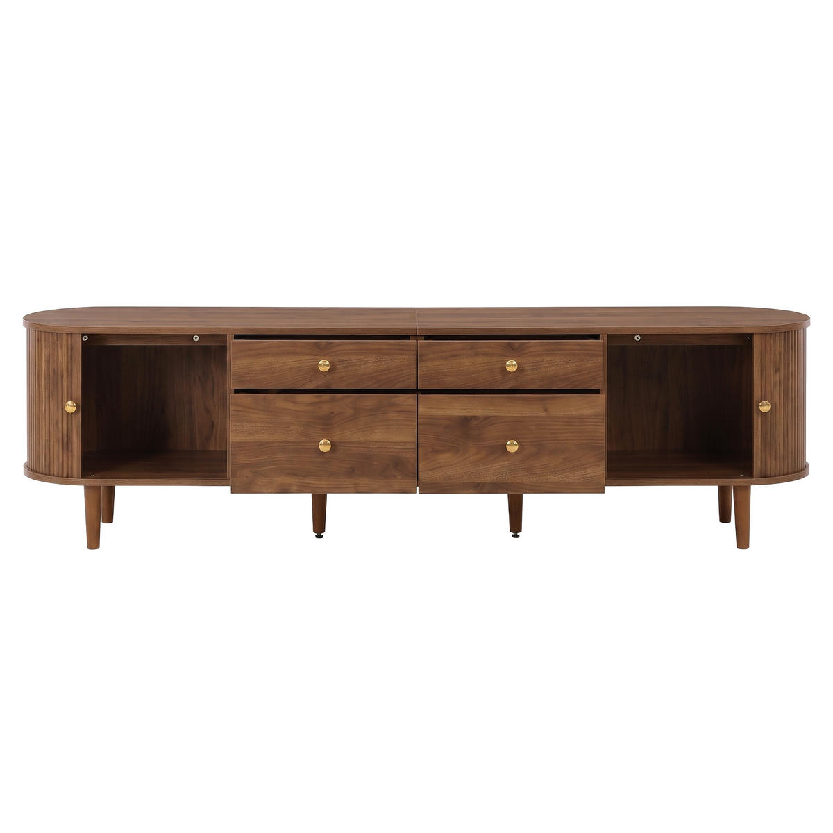 TV-SCHRANK 140/40/48 cm Schwarz mit 2 Türen, Stauraumschrank und offenes Regal - Schwarz, Holz (140/48/40cm) - Oxeza