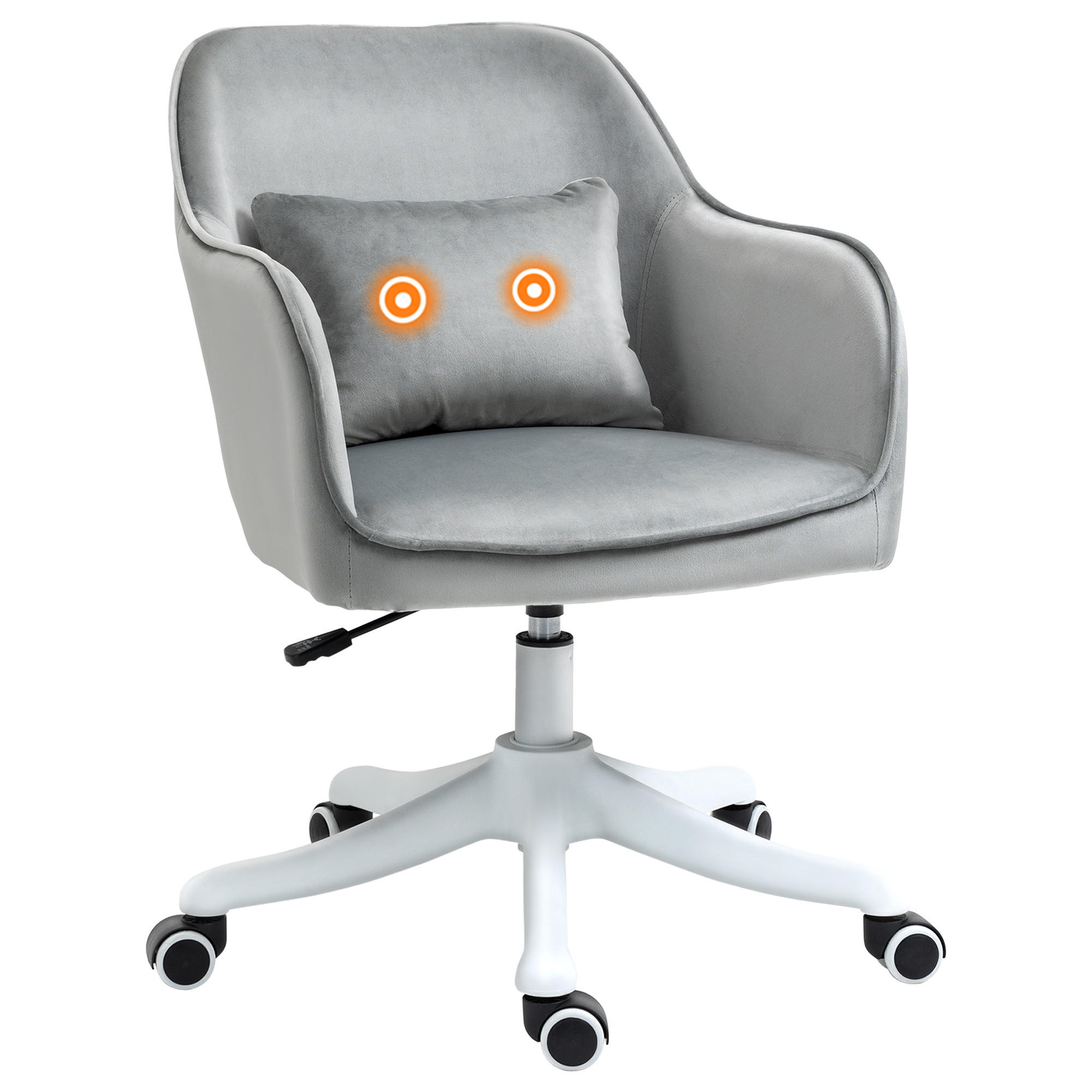 MASSAGE Bürostuhl Drehstuhl Arbeitstuhl mit Vibrationsfunktion Samt Grau - Grau, Textil (70/86/57cm) - Vinsetto