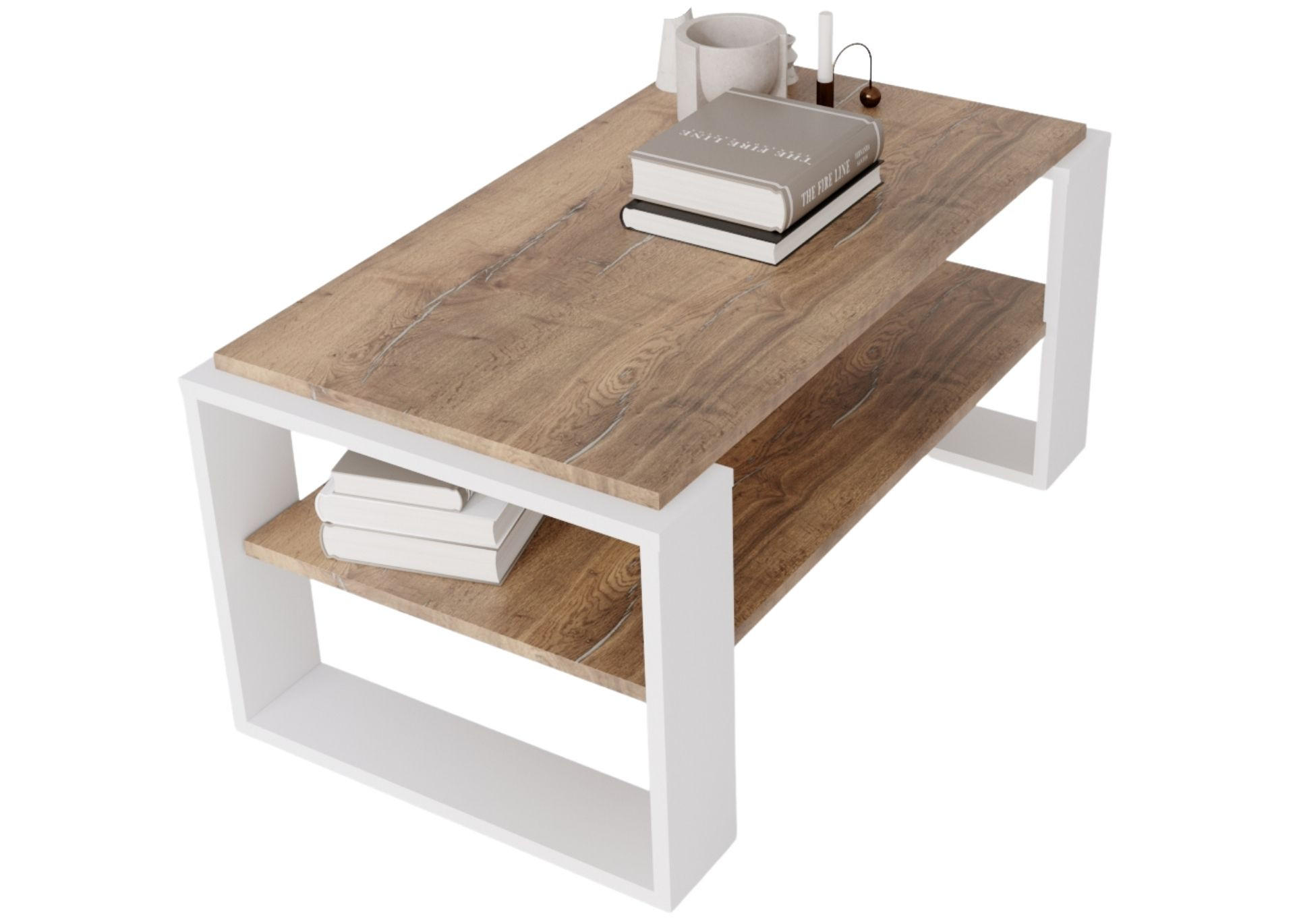 COUCHTISCH Holzwerkstoff rechteckig stabil Nussbaumfarben 42/54/96cm - Nussbaumfarben/Weiß, Holzwerkstoff (53.8/96/42cm) - CraftPAK