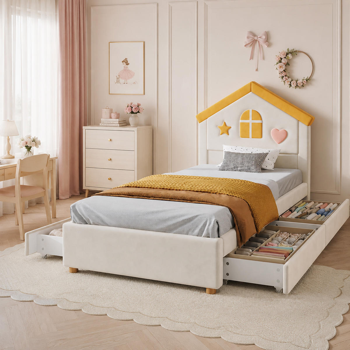 KINDERBETT 90/200 cm Beige - Beige, Textil