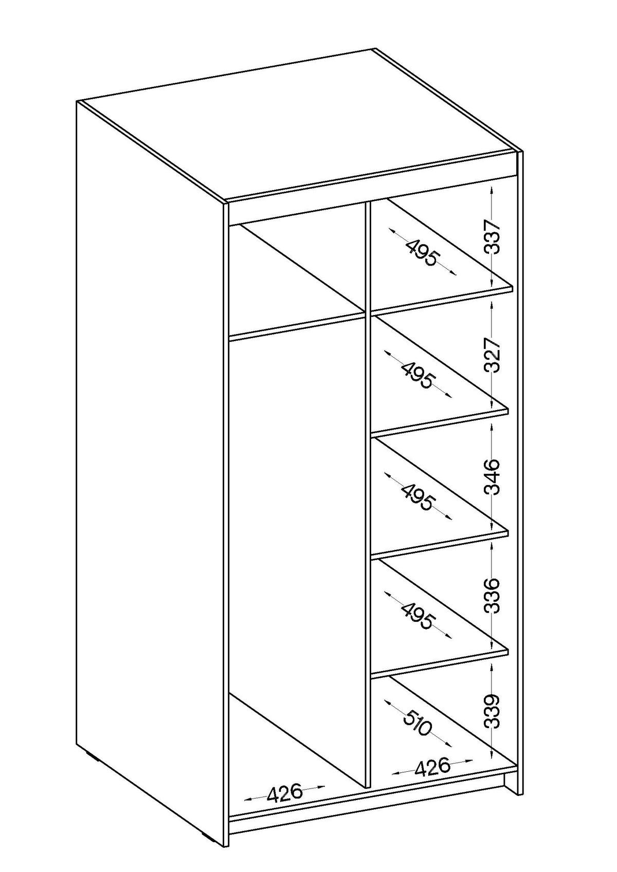 DREHTÜRENSCHRANK ELENORA 89,7/190,5/53cm 2-türig mit Spiegel Braun - Braun, Holzwerkstoff (89.7/190.5/53cm) - MASSENO